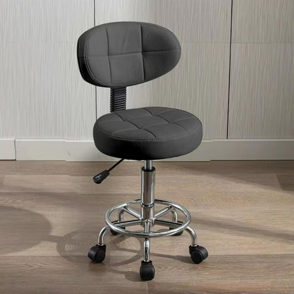 HDHNBA Modern Office Desk Chair Rolling Stool Computer Chair with Low Back Height Adjustable Work Home Salon Drafting Swivel Task Chair with Footrest(Black)