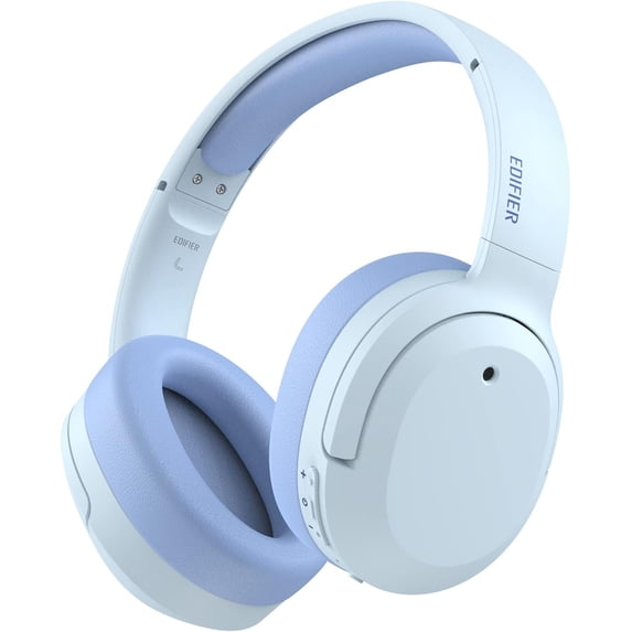 Restored Edifier W820NB Plus Hybrid Active Noise Cancelling Headphones - LDAC Codec - Hi-Res Audio - Fast Charge - Over Ear Bluetooth V5.2 Headphones for Travel, Flight, Train, and Commute- Blue (Refurbished)