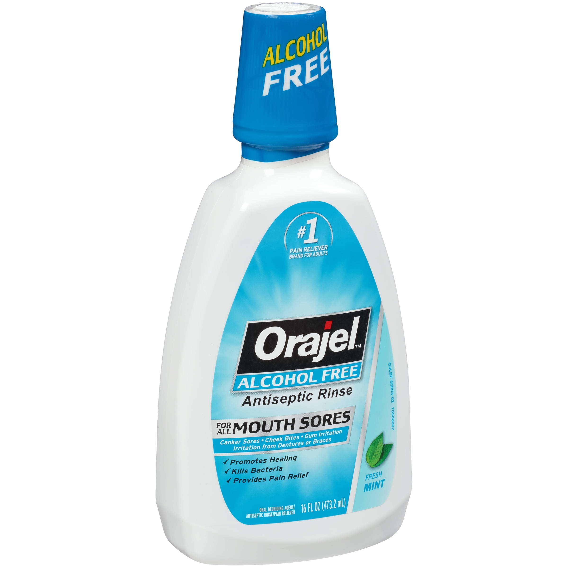 orajel alcohol  fresh mint antiseptic rinse   mouth sores