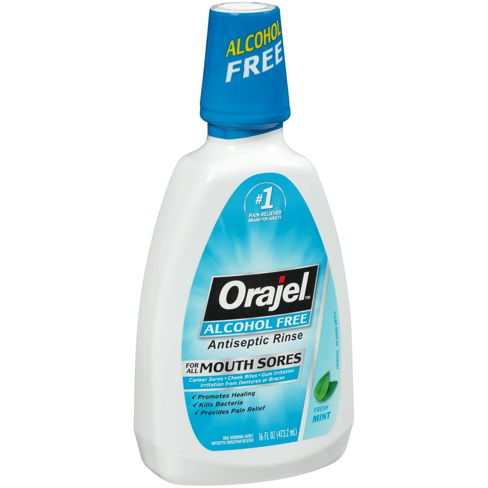 Orajel Alcohol Free Fresh Mint Antiseptic Rinse for All Mouth Sores 16