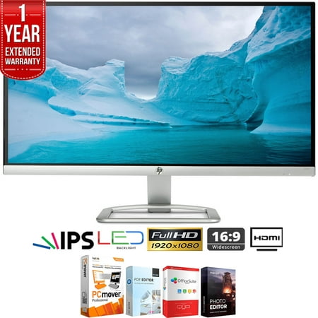 HP 25er 25-in IPS LED Backlit Monitor 1920 x 1080 T3M84AA#ABA + Elite Suite 18 Standard Editing Software Bundle + 1 Year Extended (Best Monitor For Editing Photos 2019)