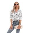 thumbnail image 1 of Women Blouses Fashion Long Sleeve Striped Button Shirts Side Slit Office Lady Business Dressy Fall Casual Blouse Tops, White S-2XL, 1 of 9