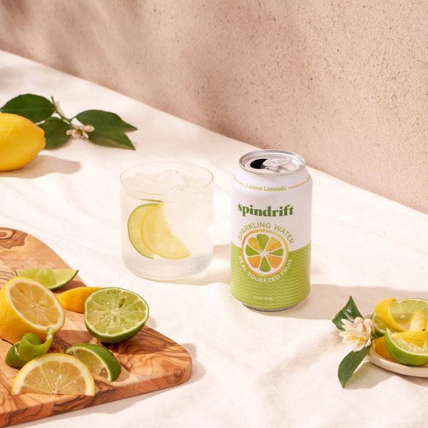 Spindrift Sparkling Water, Lemon Limeade, Made with Real Squeezed Fruit, 12 fl oz, 8 Count, No Sugar Added, 4 Calories per Can