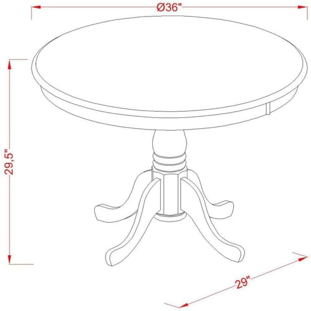 FurniFact Round Dining Table, Natural & White Finish, Solid Wood, Pedestal Base, 36-Inch