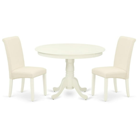 East West Furniture Hartland 3-piece Wood Dining Set in Linen White/Cream