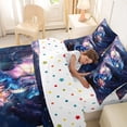 thumbnail image 4 of Feelyou Lotus Fairy Dragon Bedding Comforter Set for Kids Boys Girls, Starry Sky Animal Full Bedding Set, Blue Pink, Polkadot Reversible, 7pcs, 4 of 7