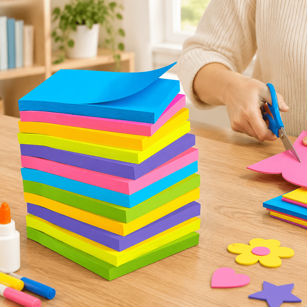 Sticky Notes - 12 Pads 3”x3” - Colorful Self-Stick Post Notes Bulk - Office Desk Accessories