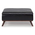 thumbnail image 3 of SIMPLIHOME Owen Table Basse Carrée de 36 Pouces de Large avec Dessus Relevable et Rangement, Pouf Repose-Pieds de Cocktail en Similicuir Aéré Brun Tanners Rembourré, Style Milieu du Siècle Moderne, Salon, 3 of 5