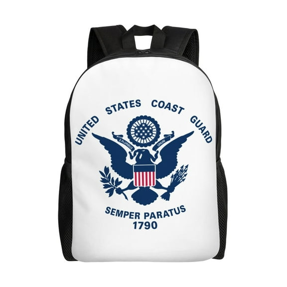 US Coast Guard Backpack Single-Sided Printed Backpack Light Casual Laptop Backpack Travel Backpack Suitable For Office Travel Commuting