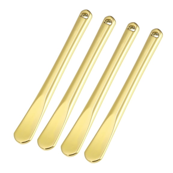 Unique Bargains 4 Pcs Makeup Spatula Mini Spoon for Facial Cosmetic Face Cream Zinc Alloy 2.32"x0.30" Gold Tone