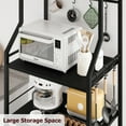 thumbnail image 3 of Kitchen Bakers Rack, Microwave Oven Stand with 2 Large Wire Basket, Industrial Coffee Bar Station, 5-Tier Kitchen Utility Storage Shelf with 8 Hooks for Spice, Pots Organizer, Rustic Black, 3 of 7