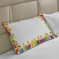 thumbnail image 2 of Party Knitted Quilt Pillowcover, Frame of Colorful Pencils Fun Time Theme Drawing Creativity, Standard King Size Pillow Cover for Bedroom, 30" x 20", Multicolor, by Ambesonne, 2 of 2