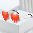 thumbnail image 2 of Melting Heart Sunglasses for Men/Women Rimless Irregular Party Unique Trendy Lightweight Sun Glasses Metal Prom Colorful Eye Glasses Beach Travel Wear, 2 of 3