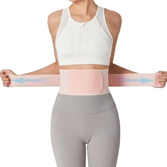 Ultra Thin Back Brace for Lower Back, Breathable Lightweight Back Brace for Women & Men (Pink, Small)