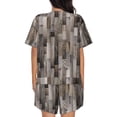 thumbnail image 3 of Lsque Wooden Texture Women's Short-Sleeved Pajama Set - 2 Piece Soft and Lightweight Sleepwear Set-Large, 3 of 9