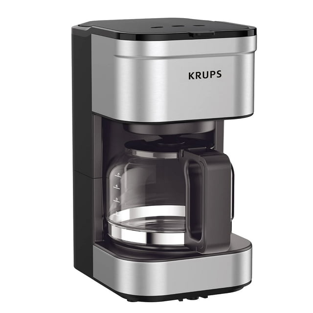 KRUPS Simply Brew 5 Cup Coffee Maker, Cold Brew, Drip Free & Keep Warm Functions, Stainless Steel Coffee Maker Silver and Black