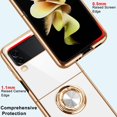 thumbnail image 2 of Compatible with Samsung Galaxy Z Flip 4 Case with Ring Holder Silicone Protective Cover Magnetic Kickstand Shockproof Folding Phone Case Soft TPU Bumper-White, 2 of 18