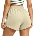 thumbnail image 5 of Womens Loose Waffle Knit Shorts Elastic Waist Drawstring Lounge Shorts Casual Summer Workout with Pockets Beige 3XL, 5 of 7