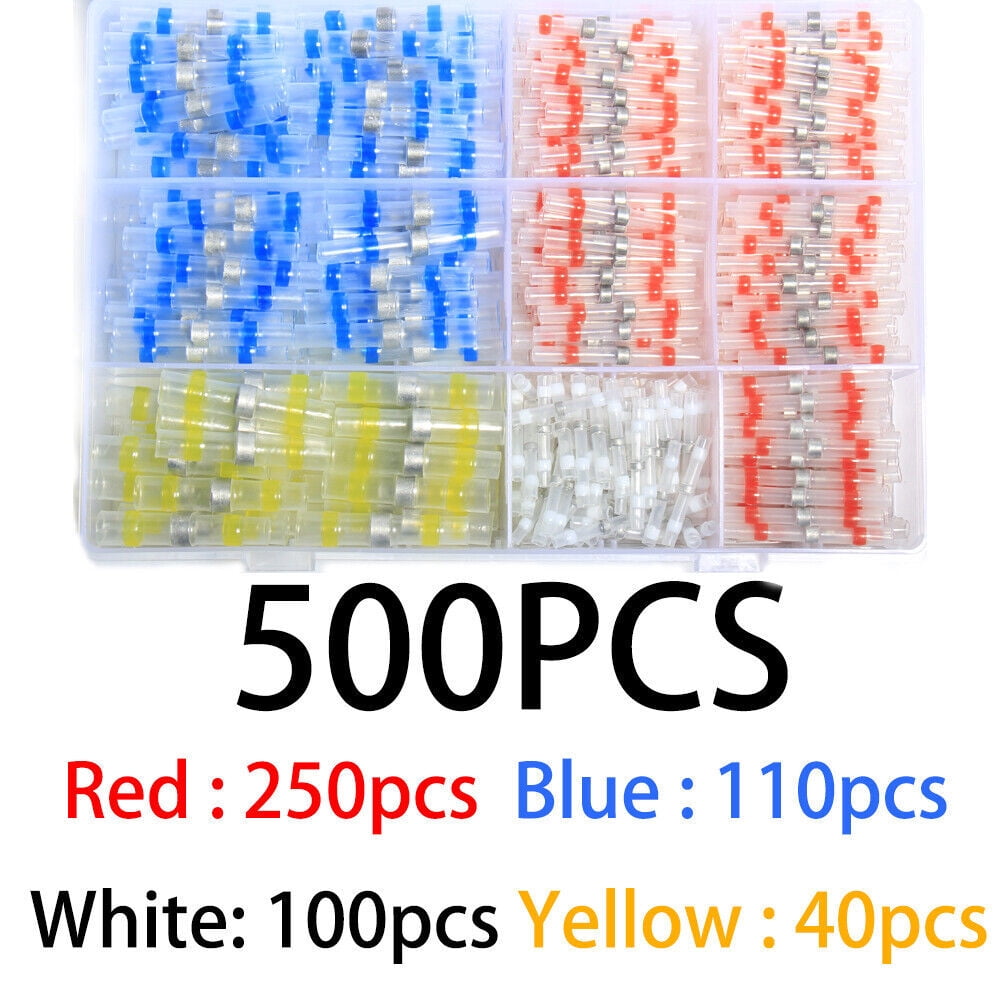 500 pcs. Waterproof Heat Shrink Connectors Butt Terminals Solder Seal Sleeve Wire