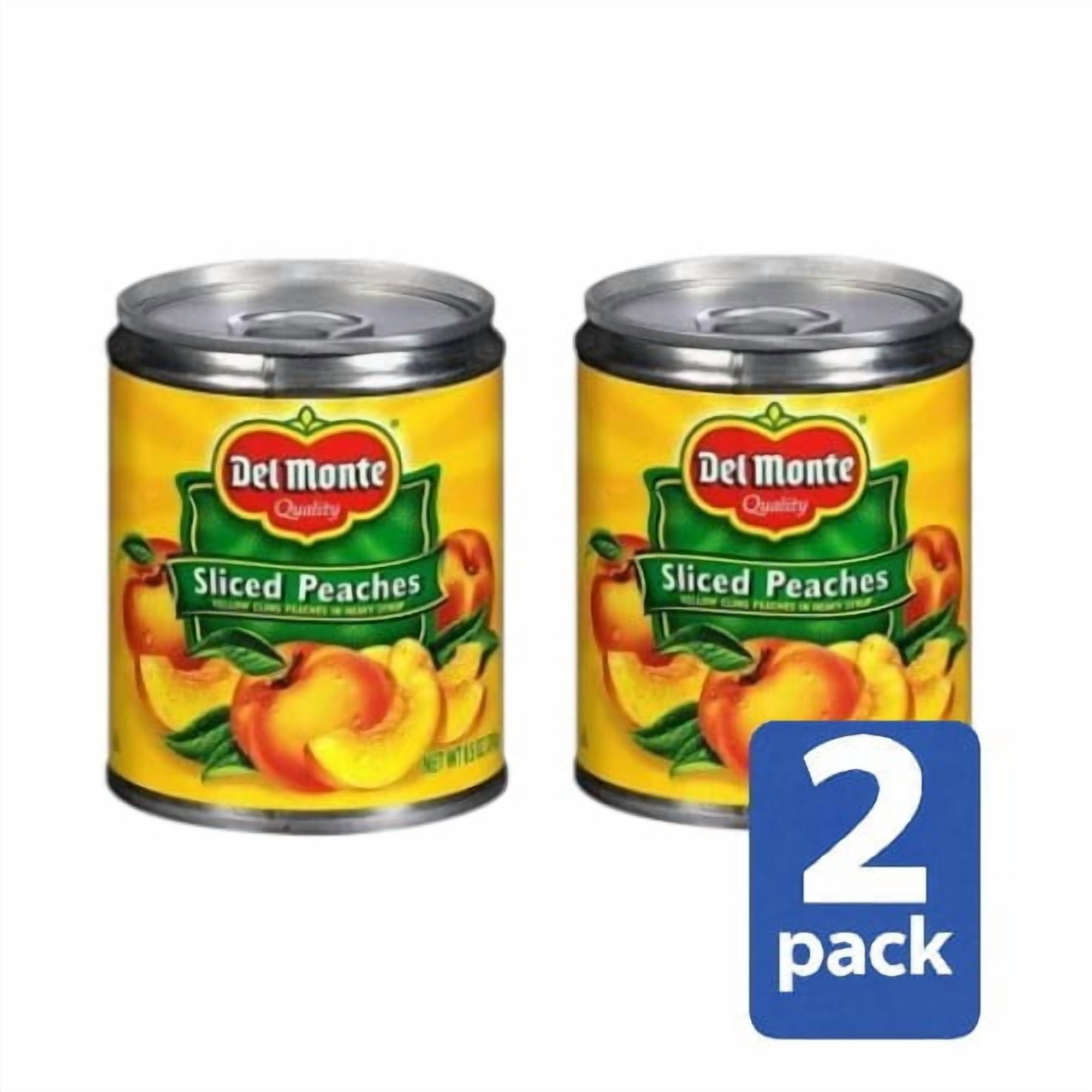 (2 pack) Del Monte Sliced Peaches, Heavy Syrup, Canned Fruit, 8.5 oz Can, (2 Pack)
