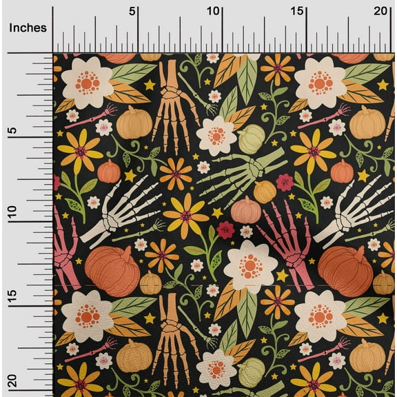 oneOone Cotton Jersey Black Fabric Skull Fabric For Sewing Printed Craft Fabric By The Yard 58 Inch Wide