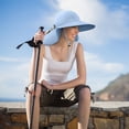 thumbnail image 7 of Sun Blocker UV Protection Women Sun Flap Hat with Adjustable Drawstring Hiking Cap Wide Brim - Blue, 7 of 7