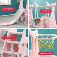 thumbnail image 5 of Ealing Slide and Swing Set for Toddlers ,Baby Swing with Safety Belt for Age 1-2,with Basketball Hoop, Indoor Outdoor 4 in 1 Toddler Playset ,Pink, 5 of 8