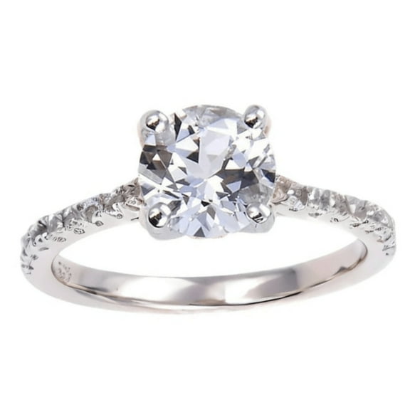 White Topaz Pave Engagement Ring