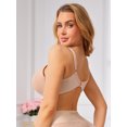 thumbnail image 3 of INSPIRE CHIC Women's French Plunge Lace Push Up Underwire Anti-Sagging Bra Fixed Cup Adjustable Straps Lingerie C 38 Beige, 3 of 4