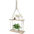 thumbnail image 3 of Hanging Shelf Plant Wall Shelf Boho Chic Decor Cute 2 Tier Cotton Rope, 3 of 5