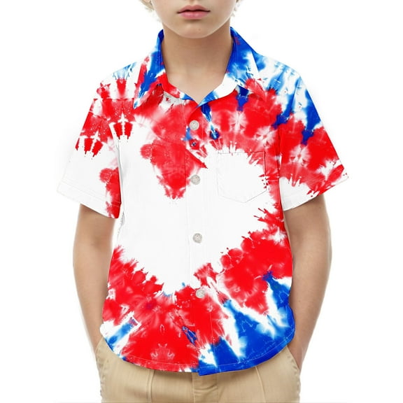 FamilyThread Kids American USA Flag Patriotic T Shirts 4th of July Summer T-Shirt for Boys Girls Short Sleeve American Flag Holiday Patriotic Tops