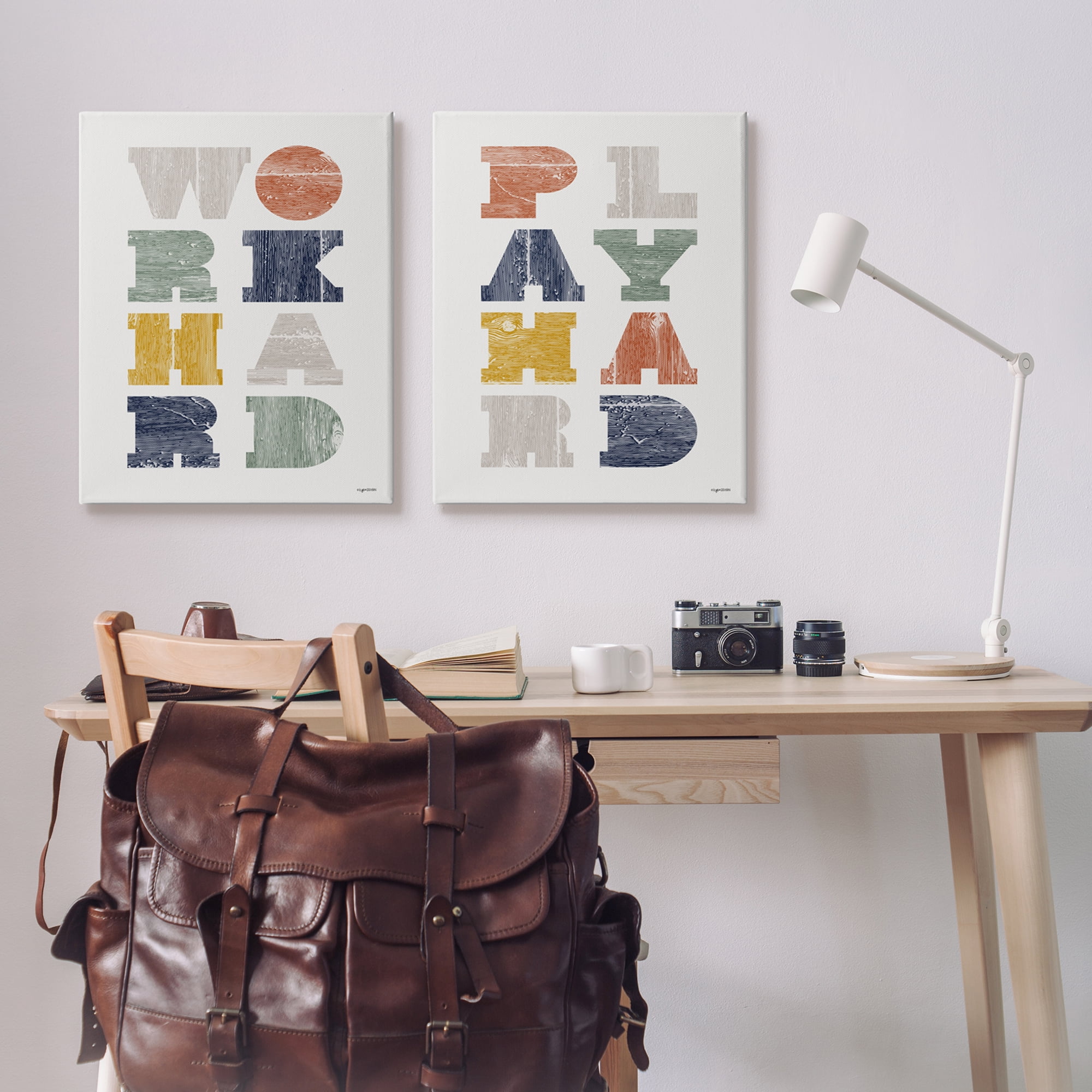 Stupell Industries Work Hard Play Hard Phrase Children's Block Typography, 24 x 30,Design by Kyra Brown