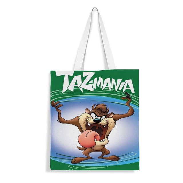 Taz-Mania Bolso de tela con estampado de lienzo para mujer, bolsa de compras reutilizable y estética, con cremallera interior, regalo para mujer,40*45cm.