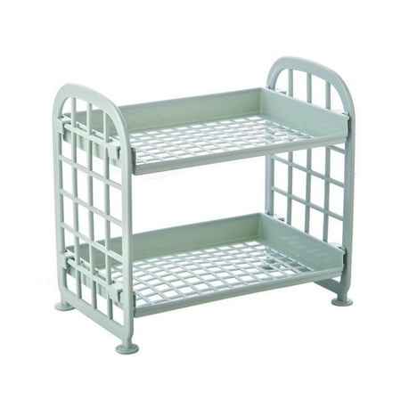 

2 Tier Kitchen Bathroom Countertop Storage Organizer Hollowed Out Nordic Style Corner Rack Organizer