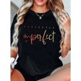 thumbnail image 1 of Women's Perfectly Imperfect Print T-Shirt - Casual Crew Neck Short Sleeve Top, 95% Cotton 5% Spandex Slight Stretch Fabric, Geometric Pattern Knit Tee for All Seasons, 1 of 6