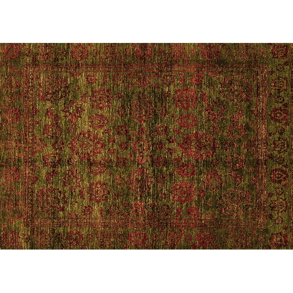 Ahgly Company Indoor Rectangle Abstract Orange Modern Area Rugs, 2' x 3'