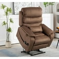 thumbnail image 3 of Brown Recliner Chair for Elderly,Tall and Big Man 400lbs, Chenille,Power Lift, Lay Flat, Stand Up, Wireless Charging Device, Extended Footrest, Massage Heat, Cup Holder, Lumbar Pillow, 3 of 17