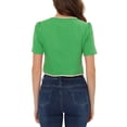 thumbnail image 3 of Unique Bargains Veste à Bordure Contrastée pour Femmes Col en V Manches Courtes Blazer de Travail Vert m, 3 of 6