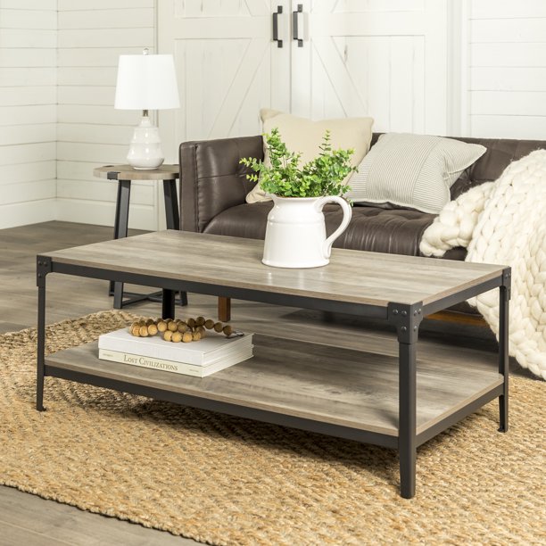Wilson Riveted Grey Wash Coffee Table by River Street Designs Walmart