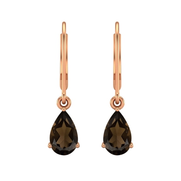 Mooneye 7x5 mm Pear Shape Smoky Quartz 925 Sterling Silver Rose Vermeil Women Gifts Dangle Earrings