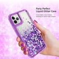 thumbnail image 3 of Galaxy Wireless Case for iPhone 12/12 Pro, Hard Clear Glitter Liquid Waterfall Heavy Duty Girls Women for Apple iPhone 12 / Pro Case - Purple, 3 of 7