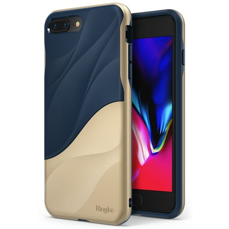 Ringke Wave Case Compatible with iPhone 8 Plus, Dual Layer Heavy Duty 3D Textured Protection Design Cover - Marina Gold