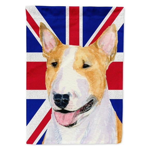 Bull Terrier with English Union Jack British Flag House Flag