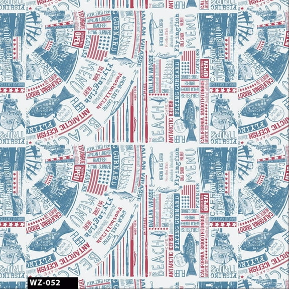 Stylish Fabric Conversational Fish Menu Quilting Fabric for DIY Projects by the Yard