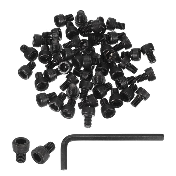 M6 x 8mm Hex Socket Head Screws Cap Bolt, 50 Pack 12.9 Grade Carbon Steel Hexagon Socket Screw with Hex Wrenches