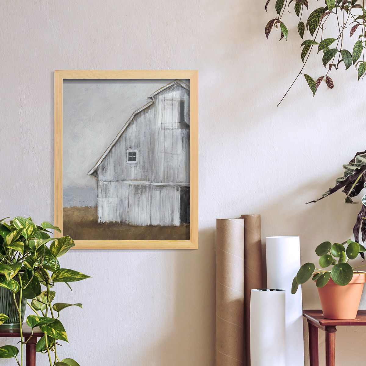 Abandoned Barn II -Framed Print w/glass-Natural Wood