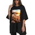 thumbnail image 4 of Plus Size Shirt for Women Black Tops for Women Short Sleeves Shirt for Women Daisies T Shirt Crewneck Shirt for Women 5XL, 4 of 5