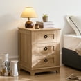 thumbnail image 3 of 2 Pack Joaxswe Nightstand with Charging Station, Adult End Table Wooden Bedside Table with 3 Drawers for Living Room, Natural, 3 of 7