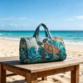 thumbnail image 6 of Twfbrm Quilted Duffle Bag, Beach Style Turtle Pattern Embroidered Weekender Bag with Handle, Large Capacity Luggage Bag Lightweight Carry On Tote & Gym Bag Travel Overnight Bag for Women Men, 6 of 6