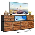 thumbnail image 2 of Afuhokles 12 Drawer Dressers for Bedroom with Power Outlets, 55 inch Entertainment Center, Media Console Table up to 65 inch TVs, Brown, 2 of 8